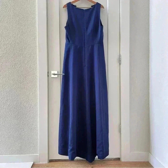 Vintage Victor Costa Navy Blue Ballgown Dress Iridescent Fit n Flare Size XL - Picture 3 of 10